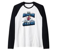 Chat de Ski Amusant The Meowtains are Calling Mountain Lover Manche Raglan