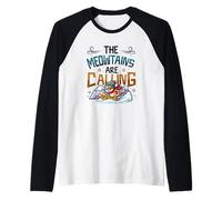 Chat de Ski Amusant The Meowtains are Calling Mountain Lover Manche Raglan