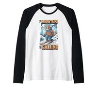Chat de Ski Amusant The Meowtains are Calling Mountain Lover Manche Raglan