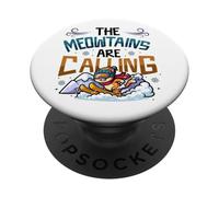 Chat de Ski Amusant The Meowtains are Calling Mountain Lover PopSockets PopGrip Adhésif