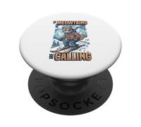 Chat de Ski Amusant The Meowtains are Calling Mountain Lover PopSockets PopGrip Adhésif