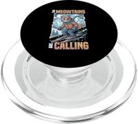Chat de Ski Amusant The Meowtains are Calling Mountain Lover PopSockets PopGrip pour MagSafe