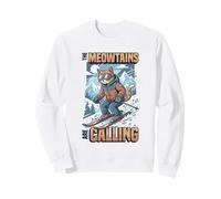 Chat de Ski Amusant The Meowtains are Calling Mountain Lover Sweatshirt