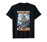 Chat de Ski Amusant The Meowtains are Calling Mountain Lover T-Shirt