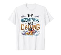 Chat de Ski Amusant The Meowtains are Calling Mountain Lover T-Shirt