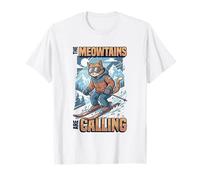 Chat de Ski Amusant The Meowtains are Calling Mountain Lover T-Shirt