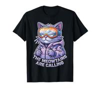 Chat de Ski Amusant « The Meowtains are Calling » Skieur d'hiver T-Shirt
