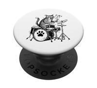 Chat de Tambour, Art Musical, Batteur Chat PopSockets PopGrip Adhésif
