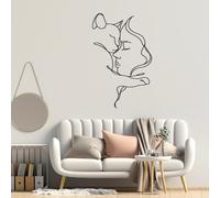 Chat Decoration Murale, Decoration Maison, Chat et Femme Decoration Murale Salon, Deco Maison, Deco Salon, Décoration Murale, Deco Murale, Décoration Murale En Métal, Cadeau Amoureux Animaux (45x28)
