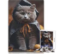 Chat déguisé pour Halloween avec des citrouilles - Puzzle de 1000 pièces pour Adolescents - Jeu ludique et éducatif - Cadeau Unique pour Les fêtes - Dimensions:38x26cm