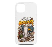 Chat démoli drôle Grincheux malheureux Tabby désordre Coque pour iPhone 13