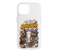Chat démoli drôle Grincheux malheureux Tabby désordre Coque pour iPhone 14