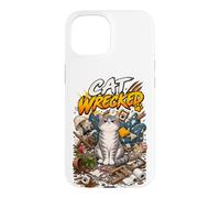 Chat démoli drôle Grincheux malheureux Tabby désordre Coque pour iPhone 15