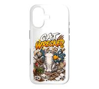 Chat démoli drôle Grincheux malheureux Tabby désordre Coque pour iPhone 17