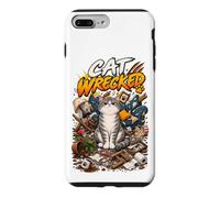 Chat démoli drôle Grincheux malheureux Tabby désordre Coque pour iPhone 7 Plus/8 Plus