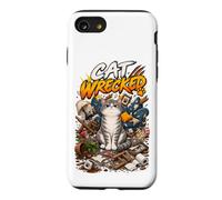 Chat démoli drôle Grincheux malheureux Tabby désordre Coque pour iPhone SE (2020) / 7/8