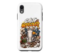 Chat démoli drôle Grincheux malheureux Tabby désordre Coque pour iPhone XR