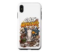 Chat démoli drôle Grincheux malheureux Tabby désordre Coque pour iPhone XS Max