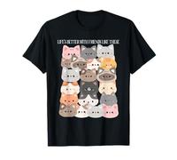 Chat Dessin animé Visages Mignons Amis Drôle Génial Meow Squad Pattes T-Shirt