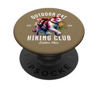 Chat d'extérieur Club randonnée Animaux d'aventure Aquarelle PopSockets PopGrip Adhésif