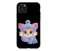 Chat d'hiver Mignon Chaton Portrait coloré Graphique Chaton Bleu Coque pour iPhone 11 Pro Max