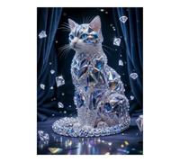 Chat Diamant Cristal 1000 Pièces pour Adultes Mini Puzzle Relaxant | 70x50cm Papier Salon Décoration Surface Lisse Cadeau Anniversaire Détente