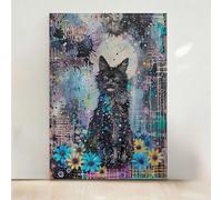 Chat Diamond Painting, 5D DIY Fleur Diamond Painting Adulte Strass Point de Croix Broderie Kit Complet Adulte pour Débutant Peinture Diamant pour Décoration Murale, Cadeau 70x95cm PjY10437 O-Z