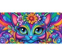 Chat Diamond Painting Enfant, Couleur Diamond Painting, Peinture Diamant Kit Complet, Full Drill Cristal Point De Croix Fabrication De MosaïQues Artisanat, Cadeaux DéCoratifs Femmes 70x35cm T-Z521