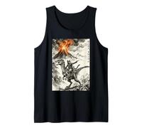 Chat, Dinosaure, Volcanic éruption, Volcan, Anime Vintage Débardeur