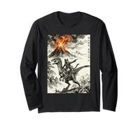 Chat, Dinosaure, Volcanic éruption, Volcan, Anime Vintage Manche Longue