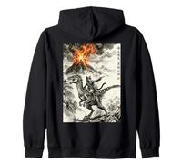 Chat, Dinosaure, Volcanic éruption, Volcan, Anime Vintage Sweat à Capuche