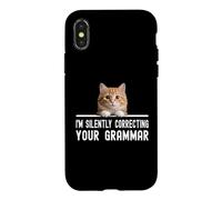 Chat Disant Que Je corrige silencieusement Votre Professeur de Blague de Grammaire Coque pour iPhone X/XS