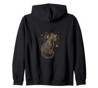 Chat doré avec étoiles, Ciel Nocturne, Design Cool, félin Sweat à Capuche