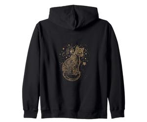 Chat doré avec étoiles, Ciel Nocturne, Design Cool, félin Sweat à Capuche