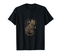 Chat doré avec étoiles, Ciel Nocturne, Design Cool, félin T-Shirt