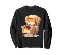 Chat Douillet avec Livre - Moment Lecture au Fauteuil Sweatshirt