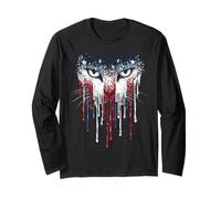 Chat Drapeau Américain USA Drip Graffiti Patriotisme Amoureux Manche Longue