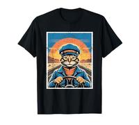 Chat Driver Sunset Adventure Retro Art T-Shirt