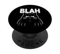 Chat drôle Annoyed Cat Blah Sarcastic Rolling Eyes Kawaii Cat PopSockets PopGrip Adhésif