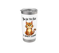 Chat drôle antisocial Bad Attitude, Introvert Moody Kitty Gobelet isotherme en acier inoxydable double paroi