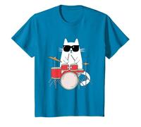 Chat Drôle avec Lunettes de Soleil Musicien Batterie Batteur T-Shirt