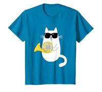 Chat Drôle avec Lunettes de Soleil Musicien Cor d'harmonie T-Shirt