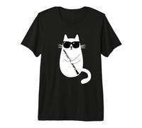 Chat Drôle avec Lunettes de Soleil Musicien Hautbois T-Shirt Haut de Gamme