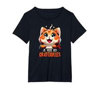 Chat drôle Chaton Gros Yeux Chat potté Rigolo Chaton Cute T-Shirt, Femme Grandes Tailles, Noir, 6X