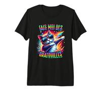 Chat drôle Dab Multicolore câlin gratouille Couple Rigolo T-Shirt Haut de Gamme