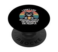 Chat drôle Disant Que Je n'aime Pas Le Matin Femmes Hommes PopSockets PopGrip Adhésif