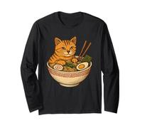 Chat drôle Mange la nouille Japonaise Soupe Ramen Chats Manche Longue