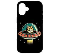 Chat drôle OVNI rétro Chat Espace Chaton Coque pour iPhone 16