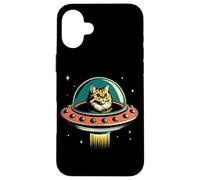 Chat drôle OVNI rétro Chat Espace Chaton Coque pour iPhone 16 Plus