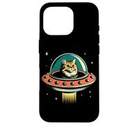 Chat drôle OVNI rétro Chat Espace Chaton Coque pour iPhone 16 Pro